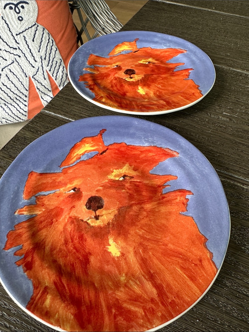Carol Akins and Anthropologie furry friends plates set of 2 8D collectible